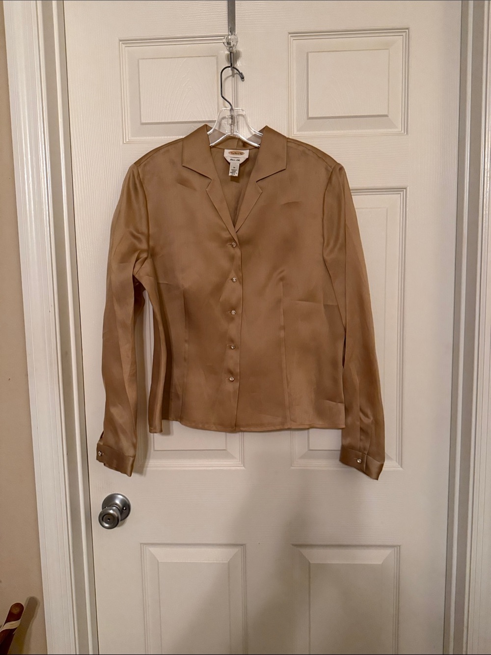 Talbots Satin Gold Button-Front Blouse